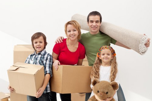 Stacks of strong cartons and wrapping supplies for local relocation